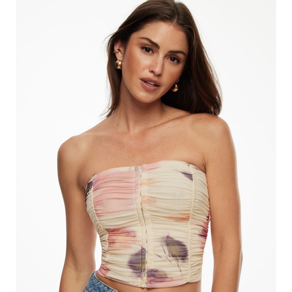 Elegant Strapless Ruched Top Bustier